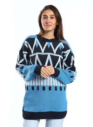 Wool women Pullover With Multi Design 