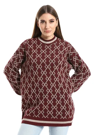 Women Wool Pullover With Round Neck 
