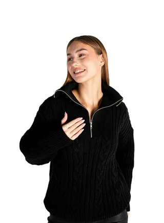 THICK CAPELS LONG SLEEVES PULLOVER WITH HALF ZIPPER 