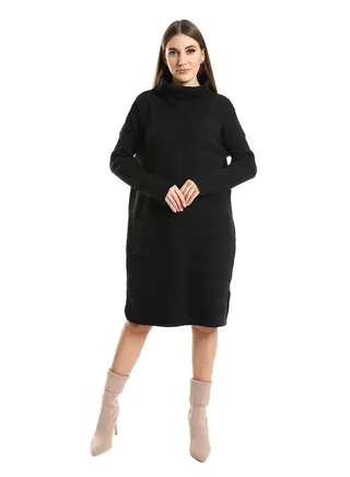 Women Long Wool Pullover With High Neck 
