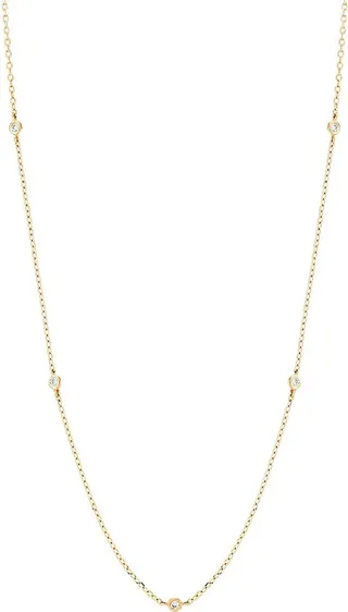14K Yellow Gold & 0.05 TCW Diamond Station Necklace