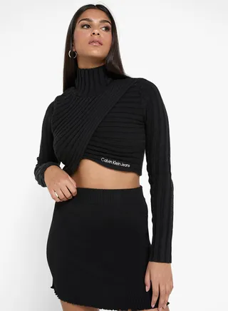 WRAP HIGH NECK SWEATER 