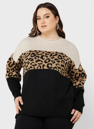 Leopard Print Knitted Sweater 