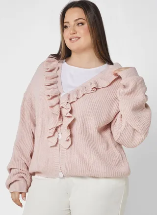 Frill Button Detail Cardigan 