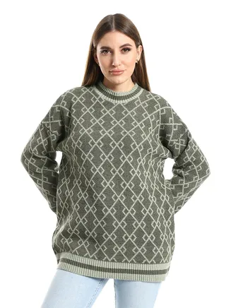 Women Wool Pullover With Round Neck 