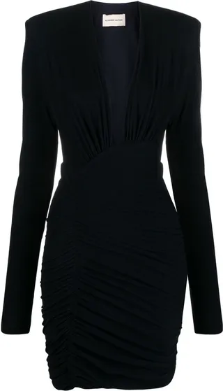 V-neck ruched minidress