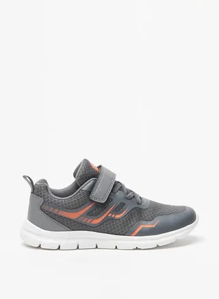 Boy's Textured Sports Shoes with Hook and Loop Closure 