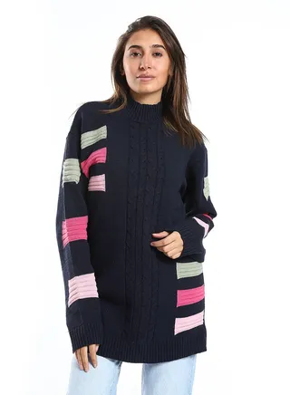 Wool women Pullover With Multi Design 