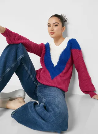 Colorblock Detail Sweater 