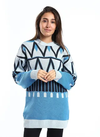 Wool women Pullover With Multi Design 