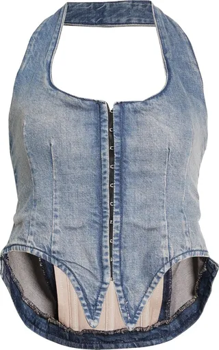 Dani Halter Neck Denim Corset Top