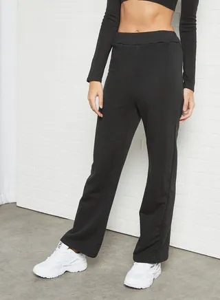 Fleece Wide Leg Jogger Black 