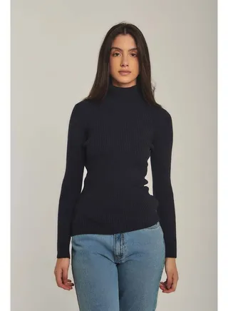 Basic High Neck Fitted Pullover 