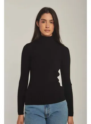 Basic High Neck Fitted Pullover 