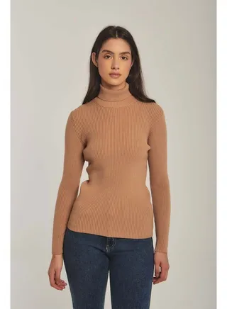 Basic High Neck Fitted Pullover 