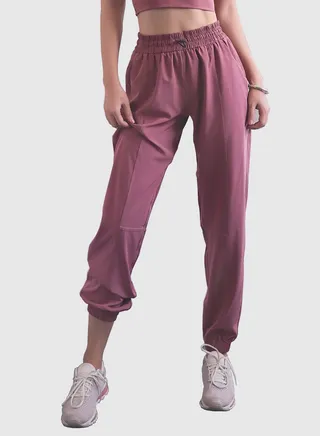 Solid Pocket Detail Joggers Pink 