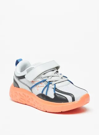 Boys Colourblock Sports Shoes With Hook And Loop Closure 