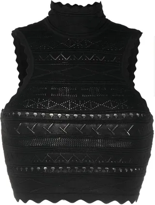 Logo Patterned-Knit Halterneck Top