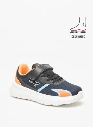 Boys' Textured Sports Shoes with Hook and Loop Closure 
