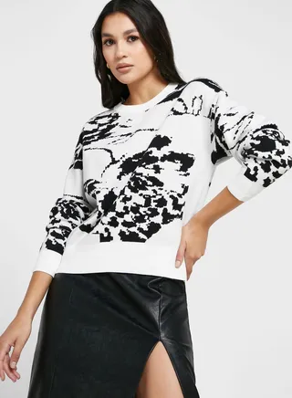 Printed Intarsia Sweater 