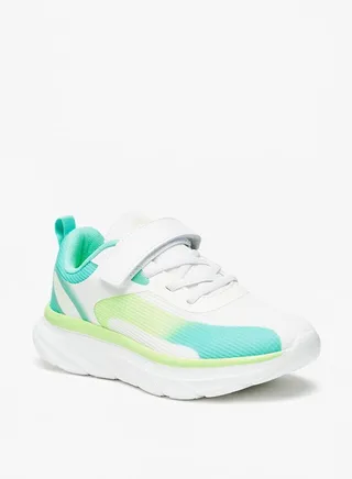 Boys Colourblock Sports Shoes With Hook And Loop Closure 