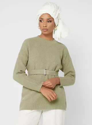 Tunic Belted Sweater 