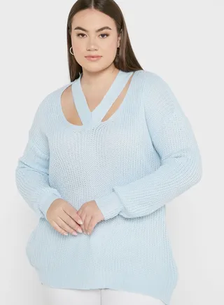 Cutout Neck Detail Sweater 