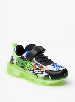 Boys' Textured Sports Shoes with Hook and Loop Closure 