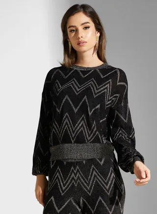 Round Neck Shimmer Sweater 