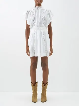 Gisele Lace-trim Cotton-blend Mini Dress