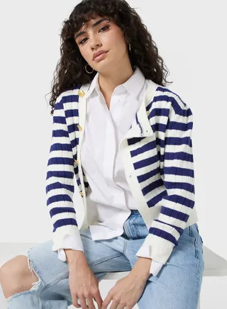 Stripe Sweater With Buttons