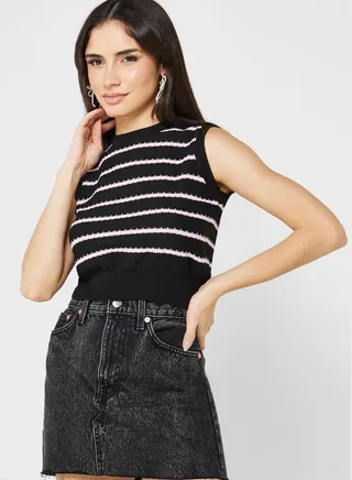 Striped Sleeve Knit