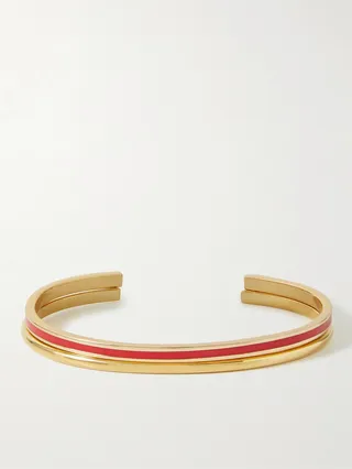 Set of Two Gold-Plated Enamel Cuffs