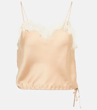 Lace-trimmed silk satin camisole