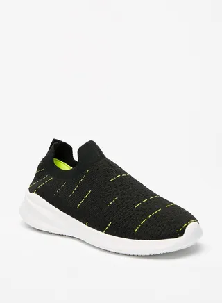 Textured Slip-On Sports Shoes Black 
