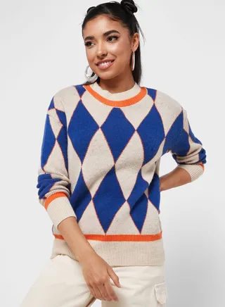 Diamond Intarsia Sweater 