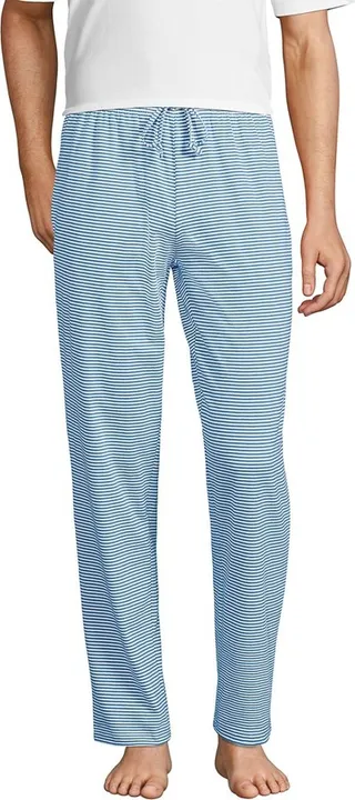 Lands' End Men's Tall Knit Jersey Sleep Pants - 2X Large Tall - Mariner Blue Feeder Stripe