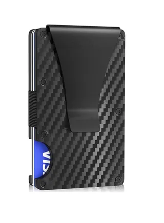 Carbon Fiber Wallet, Carbon Fiber Credit Card Holder, Metal Money Clip Wallet, RFID Blocking Minimalist Wallet, Cash Credit Card Holde Aluminum Wallet purse for Men & Women 