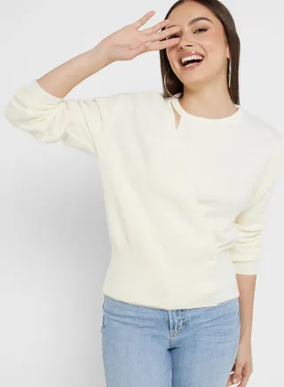 Asymmetric Wrap Detail Sweater