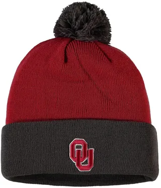 Men's Crimson and Charcoal Oklahoma Sooners Core 2-Tone Cuffed Knit Hat with Pom