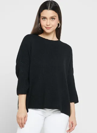 Boat Neck Knitted Sweater 
