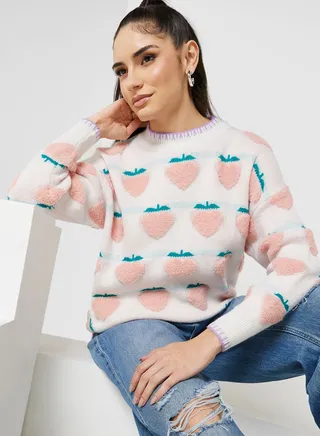 Peach Intarsia Sweater