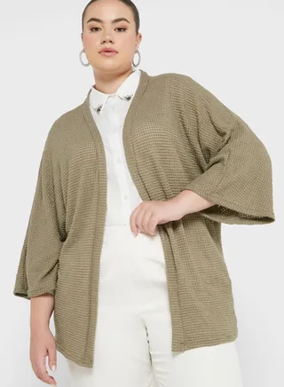 Open Front Ribbed Cardigan