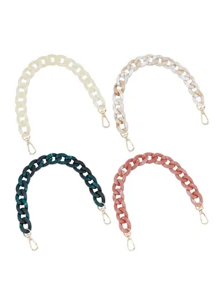 Acrylic Handbag Strap Chain,4 Colors Long Acrylic Fishbone Chain Purse Decoration Chain Strap with Light Gold Alloy Swivel Clasp Handle Strap Replacement for Crossbody Shoulder Bag Handbag Decorations 