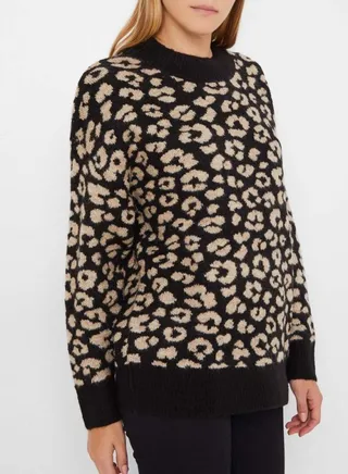 Leopard Print Sweater Black 