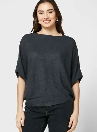 Cape Sleeve Crew Neck Sweater 
