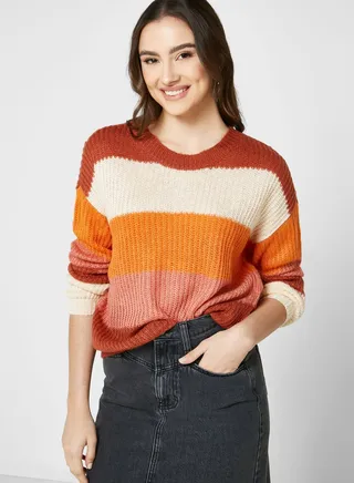 Color Block Knitted Sweater