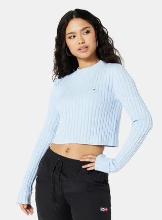 Boxy Cropped Rib Sweater 