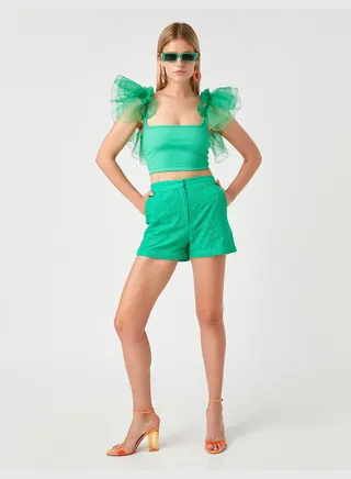 Rachel Araz X Koton - Embroidered Pocket Shorts