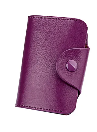 Genuine Leather  Wallets Fashion Fe Credit Card Id Holder Coin Wo Business Portable Purse Purple 